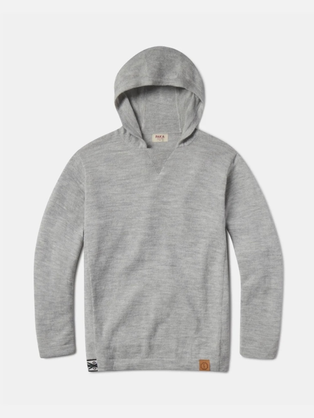PAKA The Hoodie Gray Alpaca Knit Hooded Pullover Sweater, Peruvian, Unisex Large
